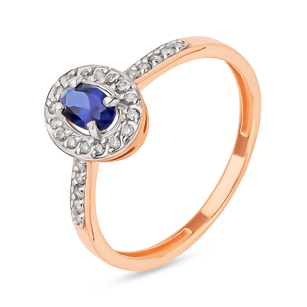 

Кольцо из красного золота с бриллиантом/сапфиром искусственным р.  585Gold 101013967, 101013967