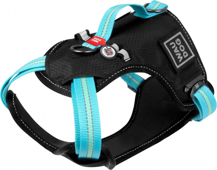 

Шлейка для собак Collar Waudog Nylon, полиэстер, нейлон, металл, черный, голубой S