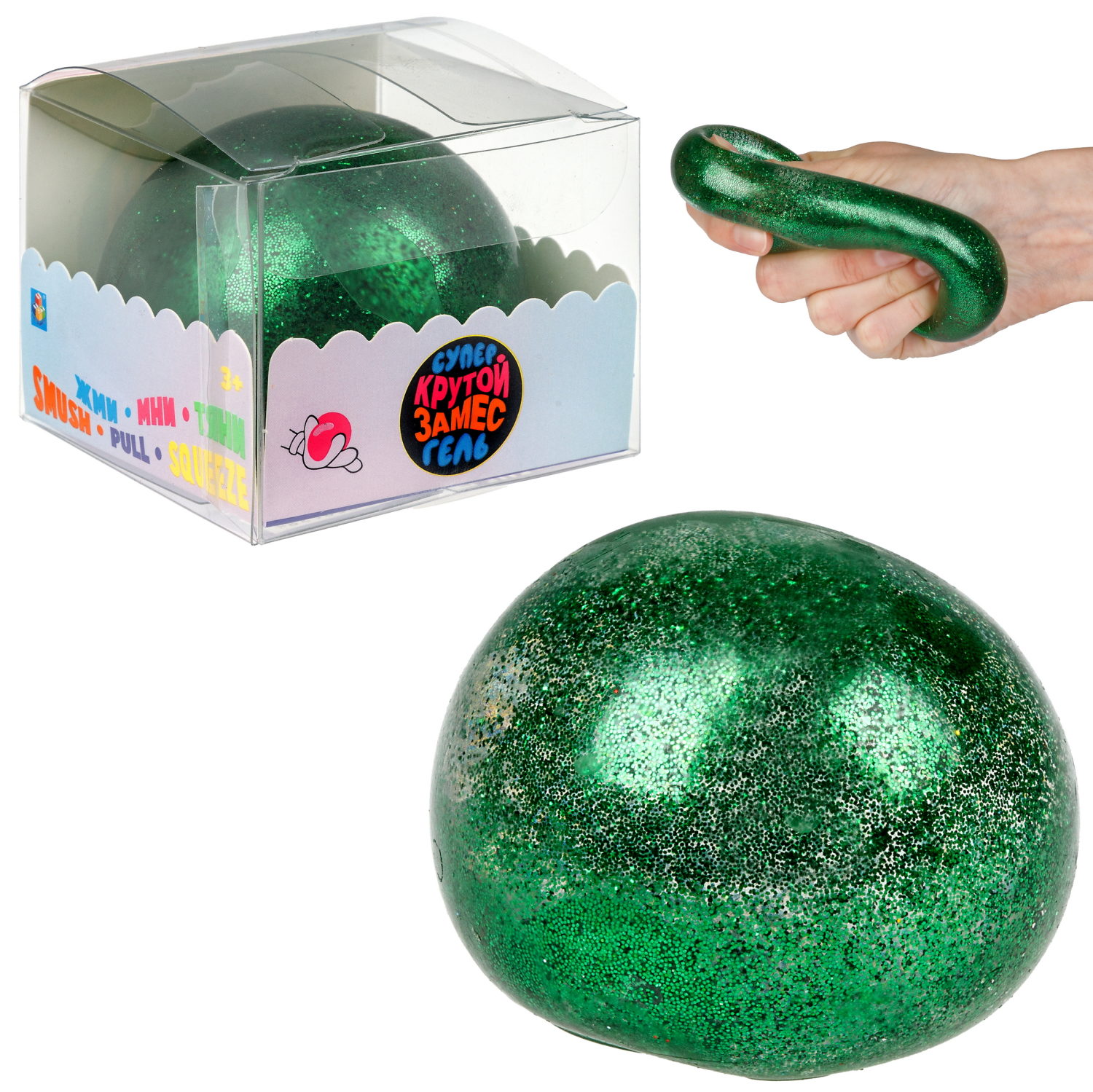 Игрушка-антистресс 1toy Крутой замес Супергель зелёный шар блестки 6см 1toy игрушка для пускания мыльных пузырей зелёный крокодил