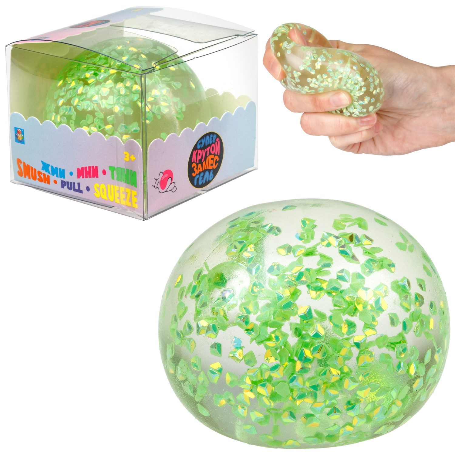 Игрушка-антистресс 1toy Крутой замес Супергель Зелёный шар, 6 см 1toy игрушка для пускания мыльных пузырей зелёный крокодил