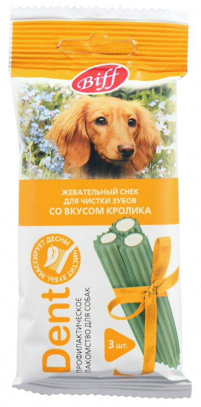 

Лакомство для собак средних пород Biff Dent жевательный снек со вкусом кролика, 50 г