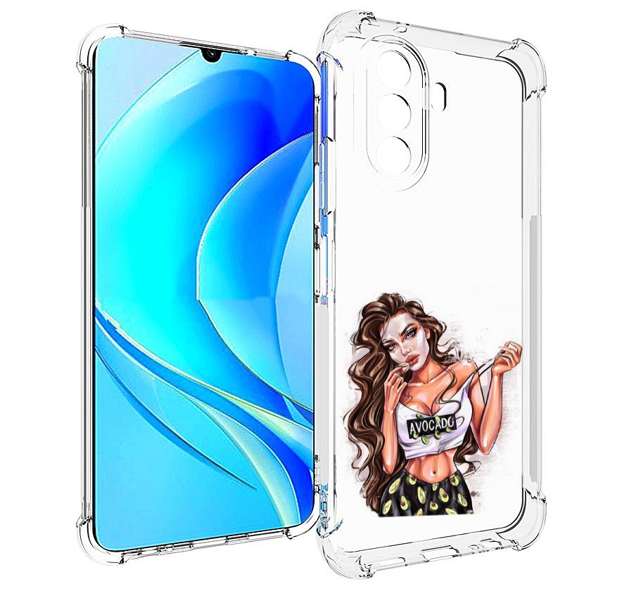 

Чехол MyPads Продукты на дом с доставкой женский для Huawei Nova Y70 / Nova Y70 Plus, Прозрачный, Tocco