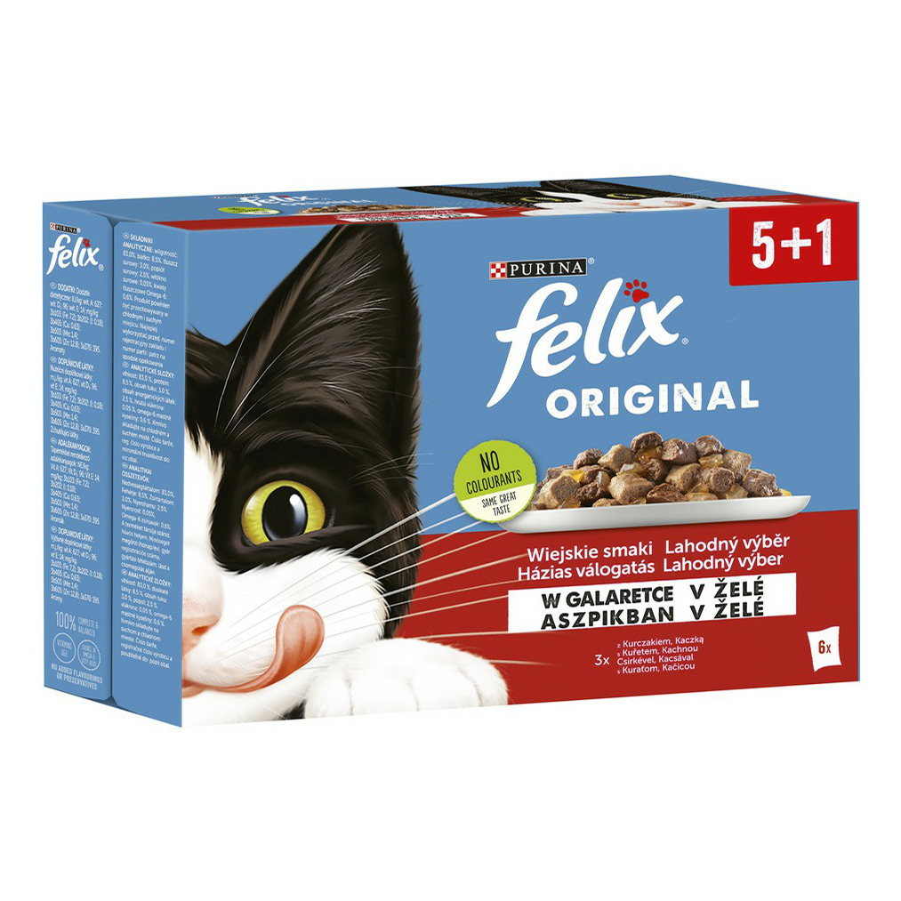 

Влажный корм для кошек Felix Ассорти с курицей и уткой, 6 шт по 85 г, Original