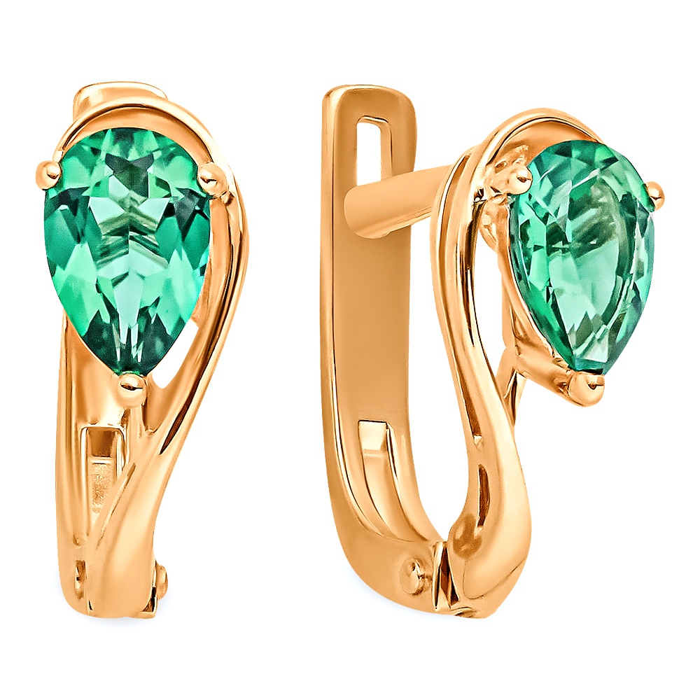 

Серьги из красного золота с изумрудом искусственным 585Gold 199000082, 199000082