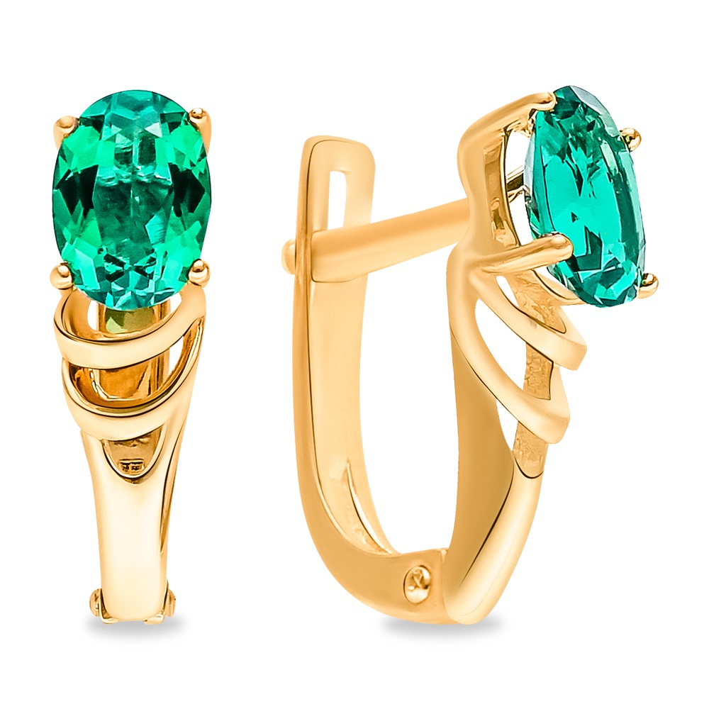 

Серьги из красного золота с изумрудом искусственным 585Gold 199000525, 199000525