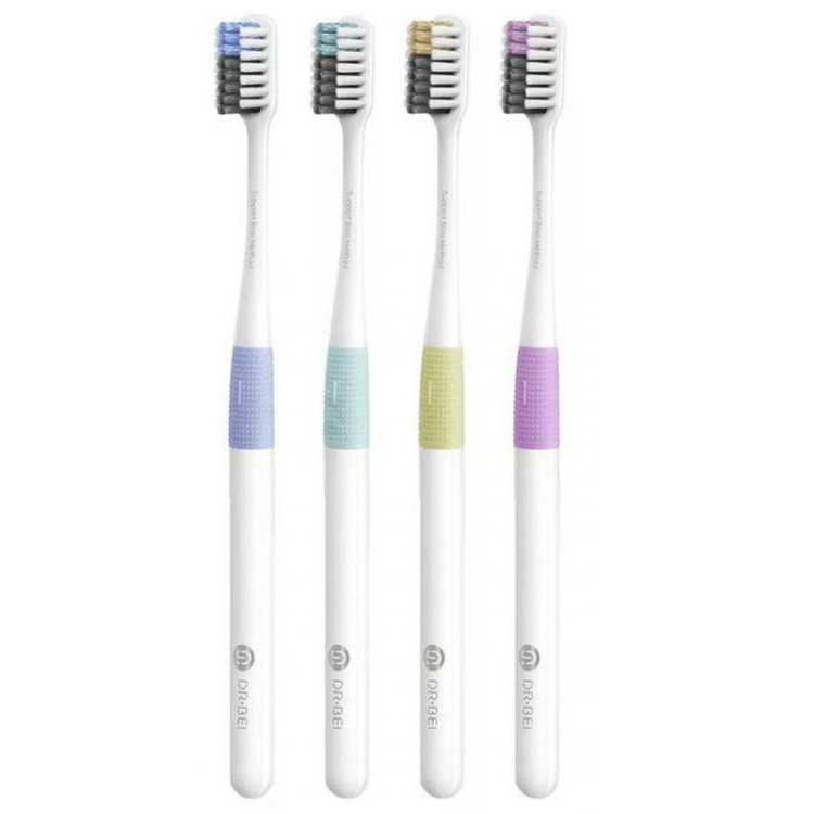 Набор зубных щеток DR.BEI Bass Toothbrush Classic with 1 Travel Package 4 Pieces curaprox набор ультрамягких зубных щеток duo tiger 2 шт