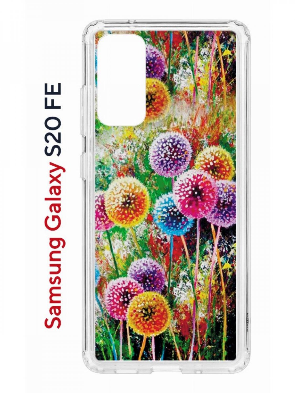 Чехол на Samsung S20 FE Kruche Print Одуванчики,противоударный бампер,с защитой камеры