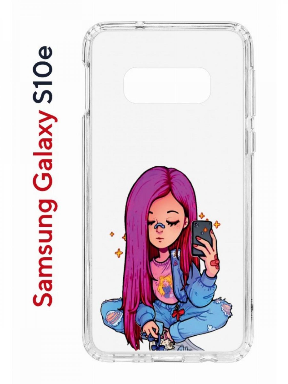 фото Чехол на samsung s10e kruche print pink hair,противоударный бампер с принтом кruче