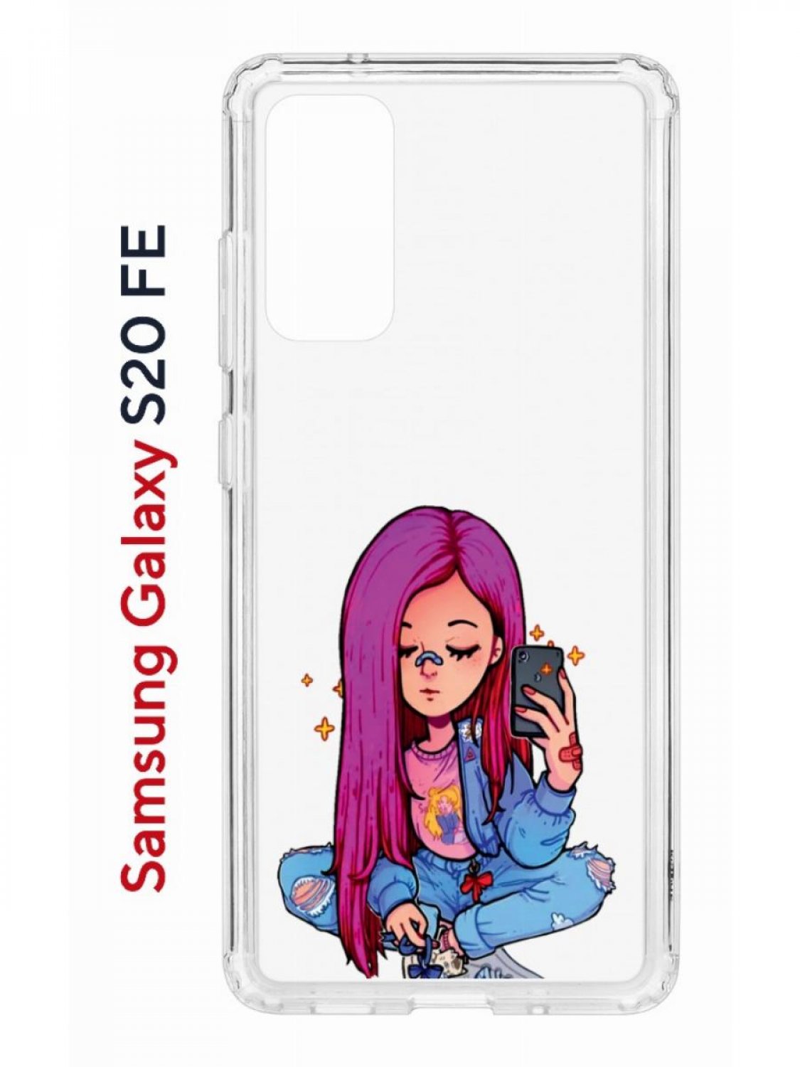 

Чехол на Samsung S20 FE Kruche Print Pink Hair,противоударный бампер,с защитой камеры, Прозрачный;розовый;голубой;бежевый, Самсунг Галакси с20 ФЕ