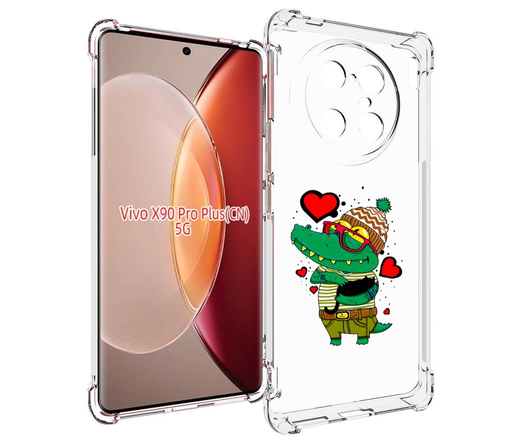 

Чехол MyPads Влюбленный крокодил для Vivo X90 Pro Plus, Прозрачный, Tocco