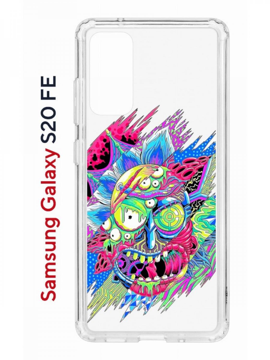 

Чехол на Samsung S20 FE Kruche Print Многоликий Рик,противоударный бампер,с защитой камеры, Прозрачный;голубой;розовый;желтый, Самсунг Галакси с20 ФЕ