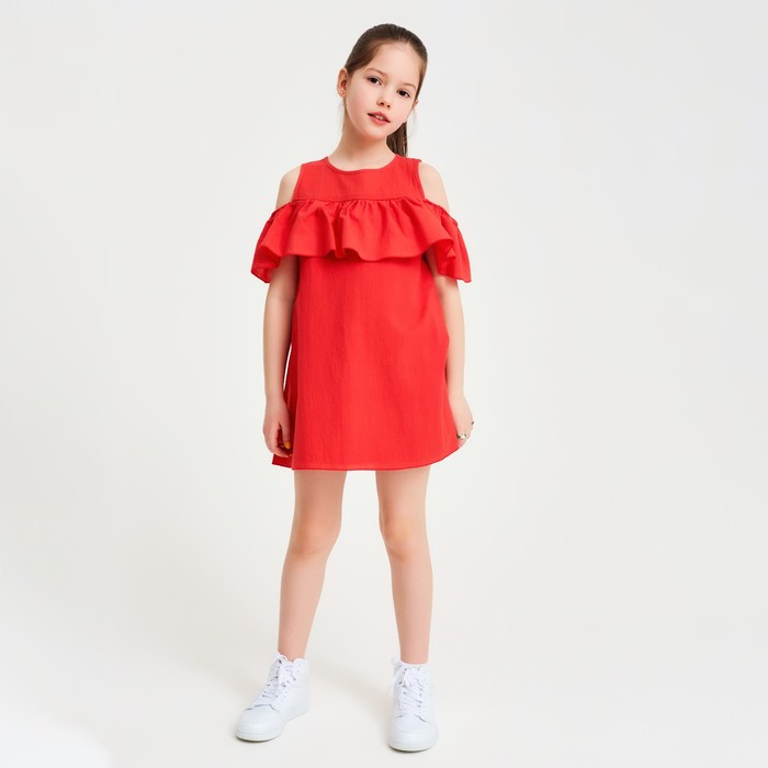 Платье для девочки MINAKU: Cotton Collection цвет терракот, рост 116 комплект штор кирстен размер 170 х 270 см мокрый асфальт терракот