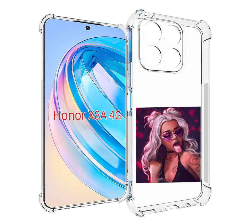 

Чехол MyPads блестящий-язык женский для Honor X8a, Tocco