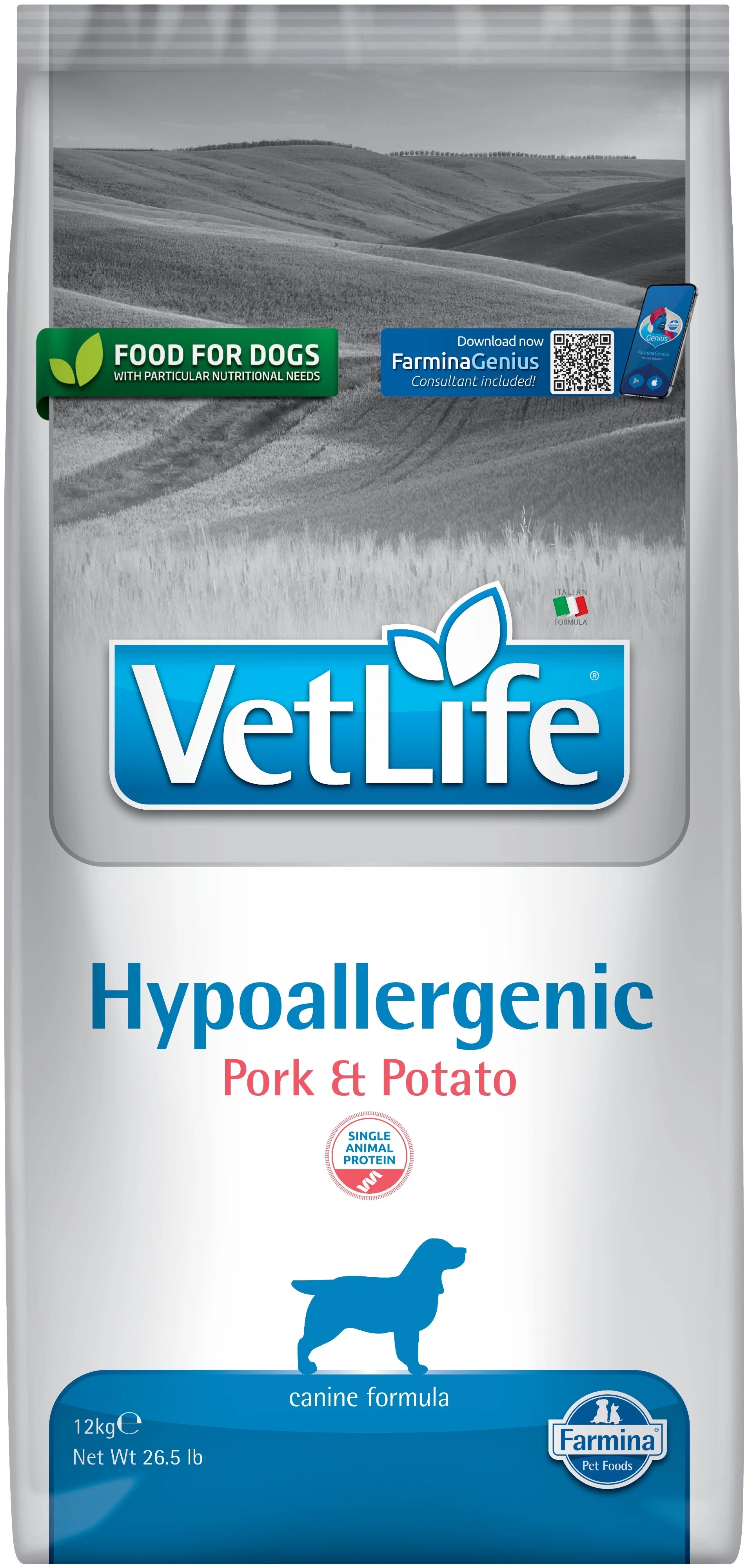 

Сухой корм для собак Farmina Vet Life Hypoallergenic, свинина с картофелем, 12 кг