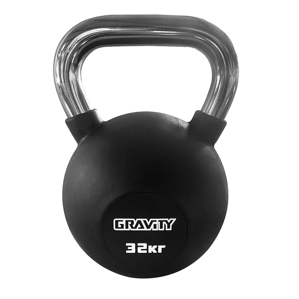 

Обрезиненная гиря Gravity, черная, 32 кг, Черный, SL1351