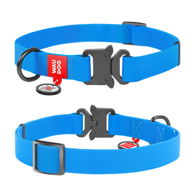 фото Ошейник для собак collar waudog waterproof с qr-паспортом пряжка-фастекс голубой 35-58 см