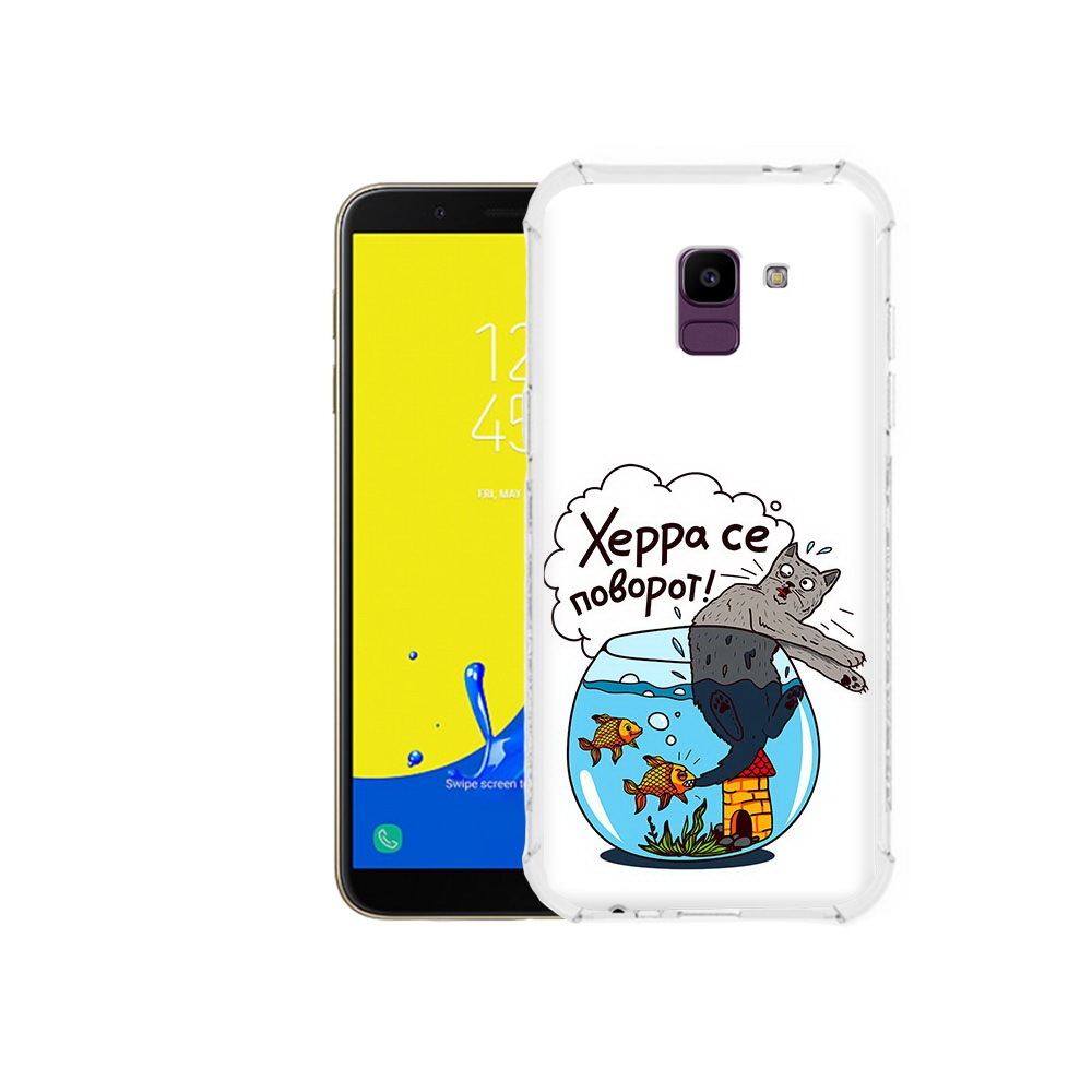 

Чехол MyPads Tocco для Samsung Galaxy J6 (2018) Рыбы с котом, Прозрачный, Tocco