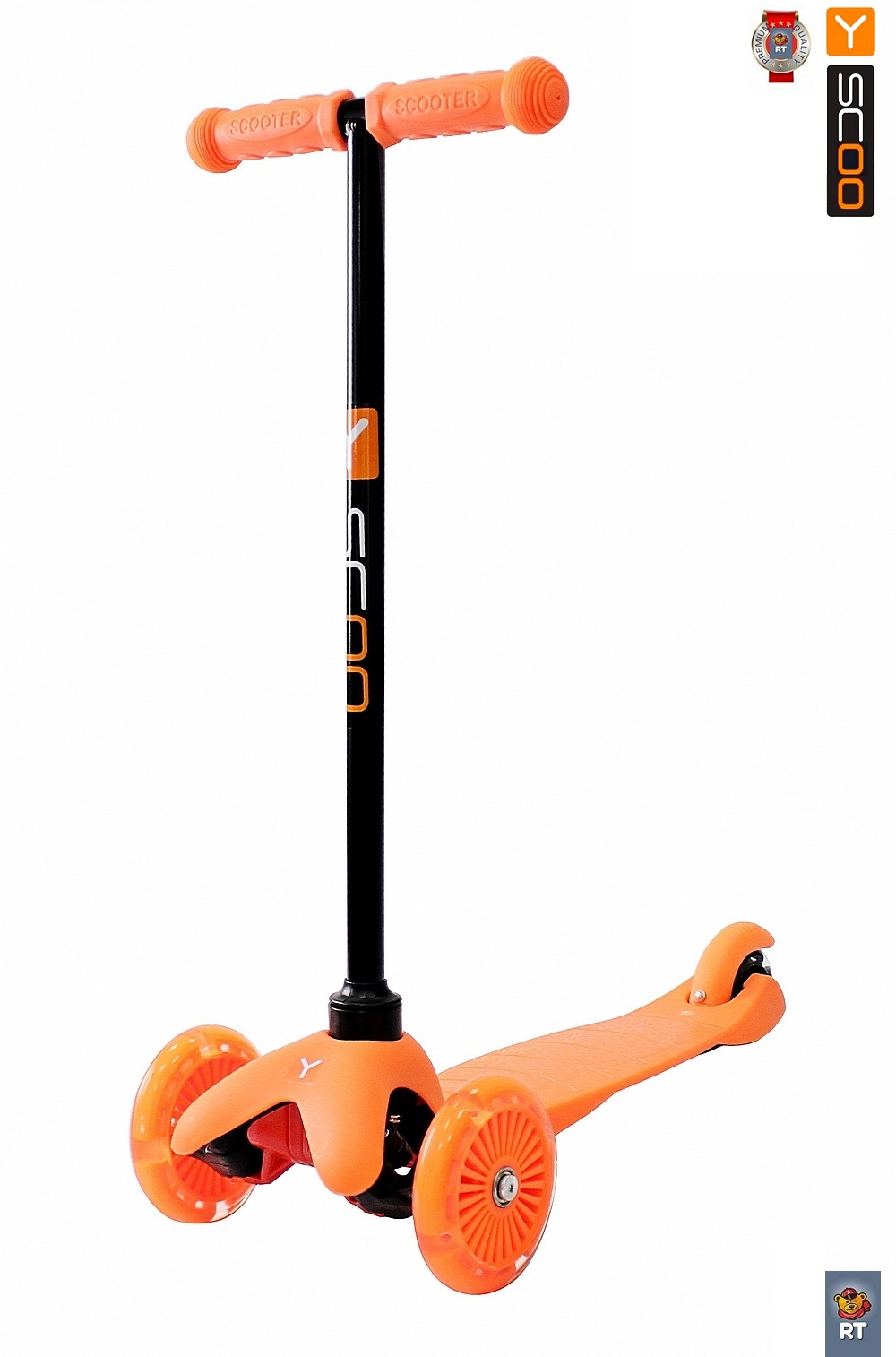Самокат Y-SCOO mini A-5 Shine цв.orange со светящими колесами полироль пластика sintec dr active shine ваниль 1 л