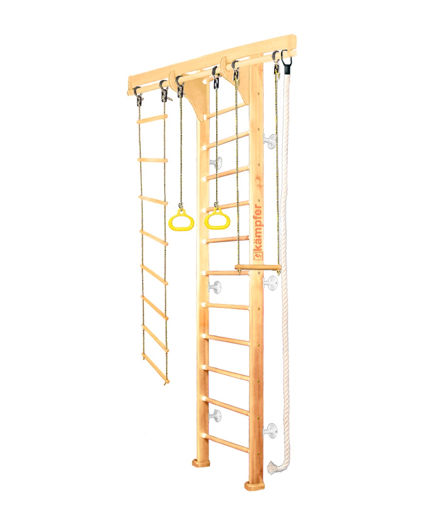 фото Спортивный комплекс kampfer wooden ladder wall №1 натуральный 3 м белый