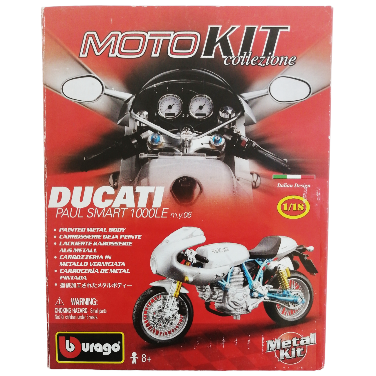 Сборная модель мотоцикла Bburago Ducati Paul Smart, масштаб 1/18, 18-55006