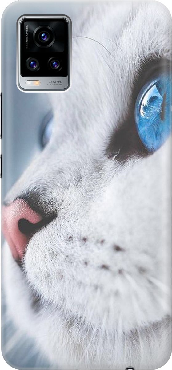 

Силиконовый чехол на Vivo V20 "Кошачий взгляд", Белый;голубой, 159671