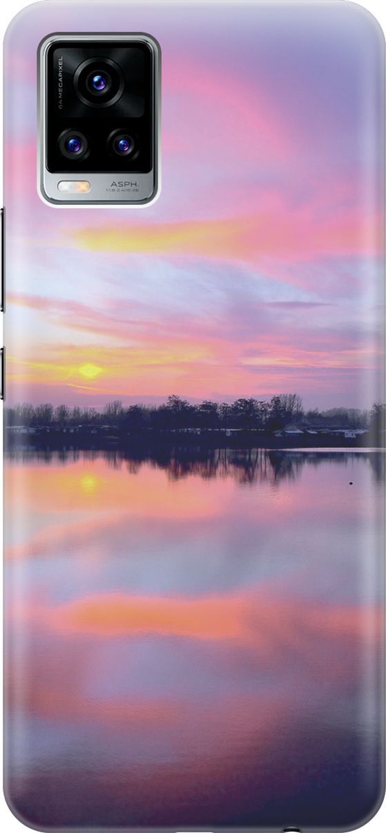 

Силиконовый чехол на Vivo V20 "Зарево над рекой", Голубой;фиолетовый, 159669
