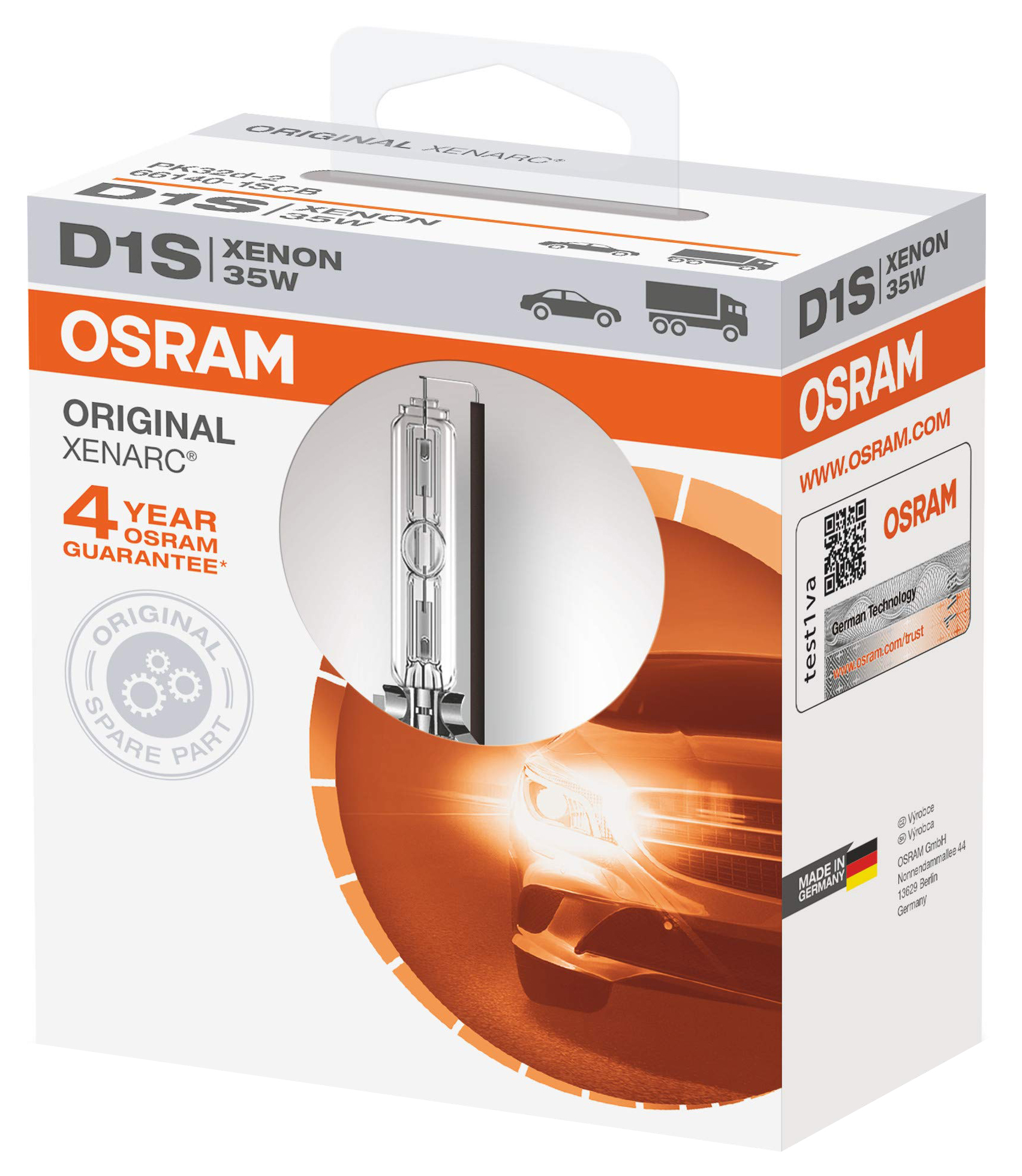 

Лампа ксеноновая Osram XENARC® ORIGINAL D1S (35W 85V PK32d-2) 1шт. (блистер) OSRAM 661401S