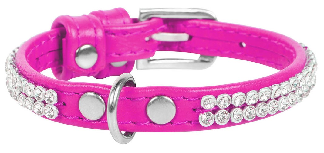 фото Ошейник для собак collar waudog glamour с украшением полотно стразы розовый 19-25 см