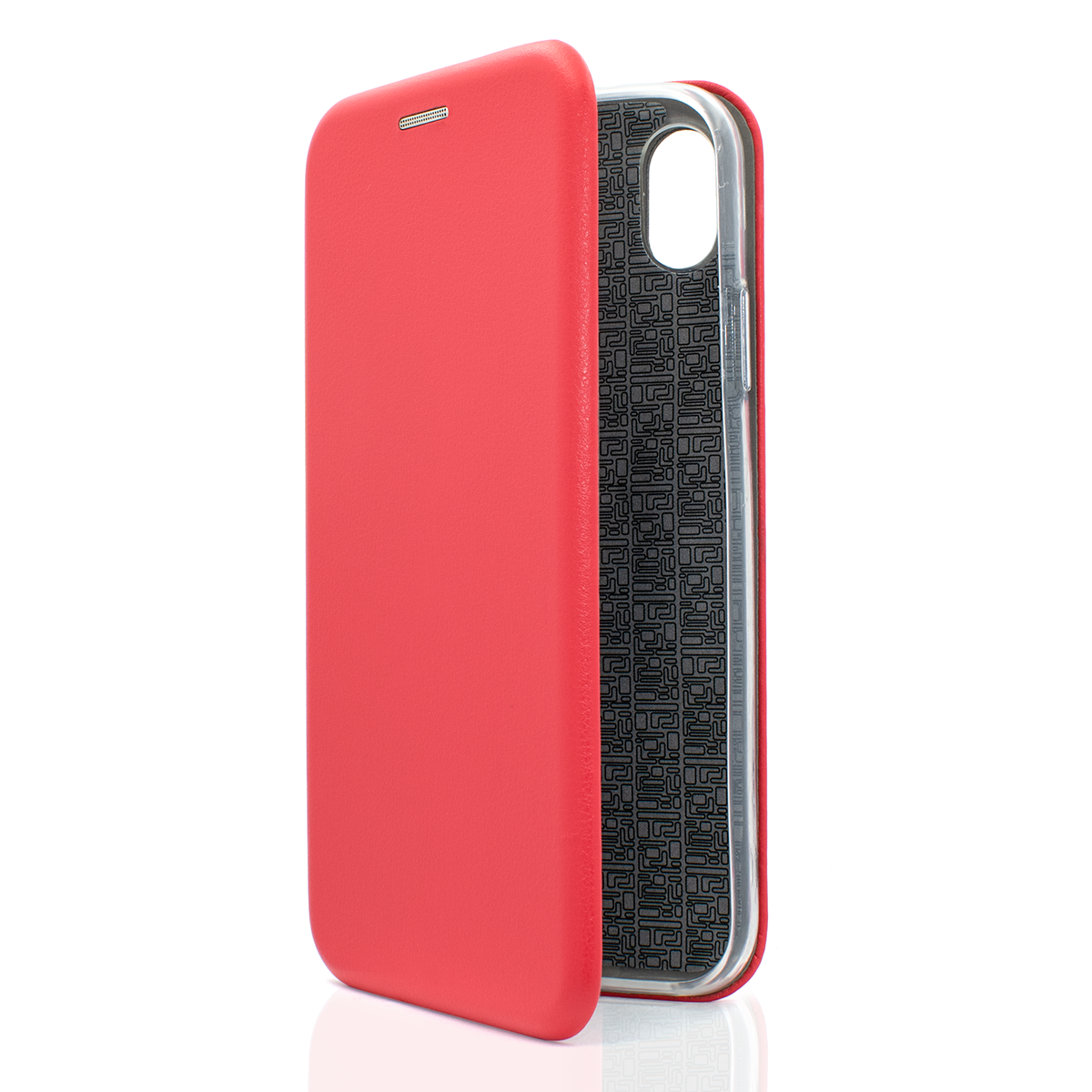 

Чехол-книжка из кожи PU на iPhone XR красный, FLPU120