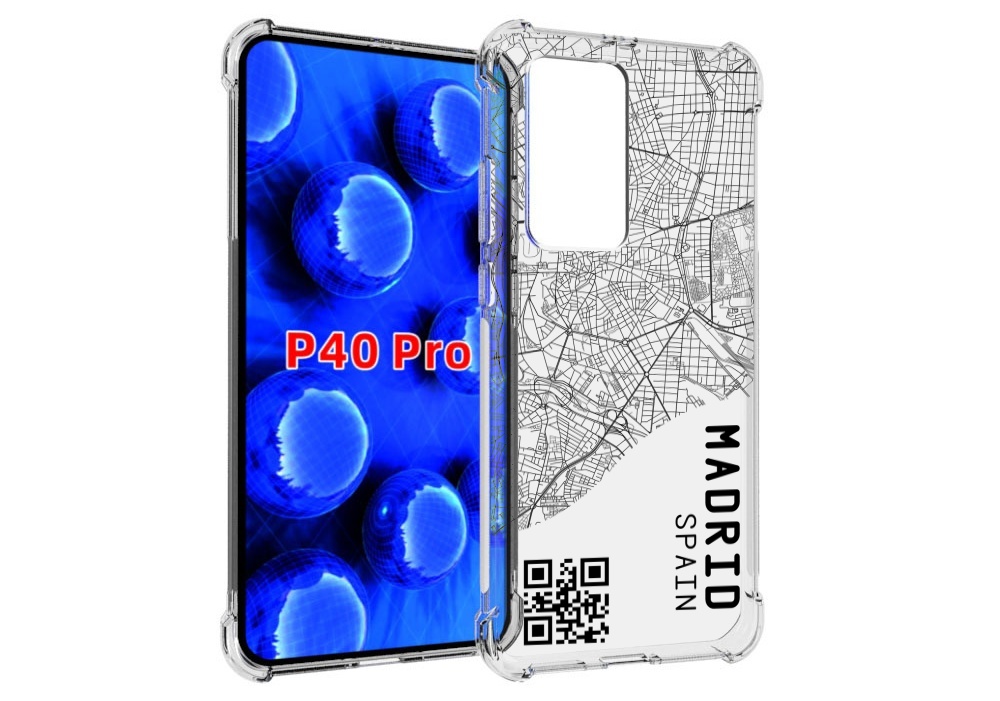 

Чехол MyPads схема-мадрид для Huawei P40 Pro противоударный, Прозрачный, Tocco