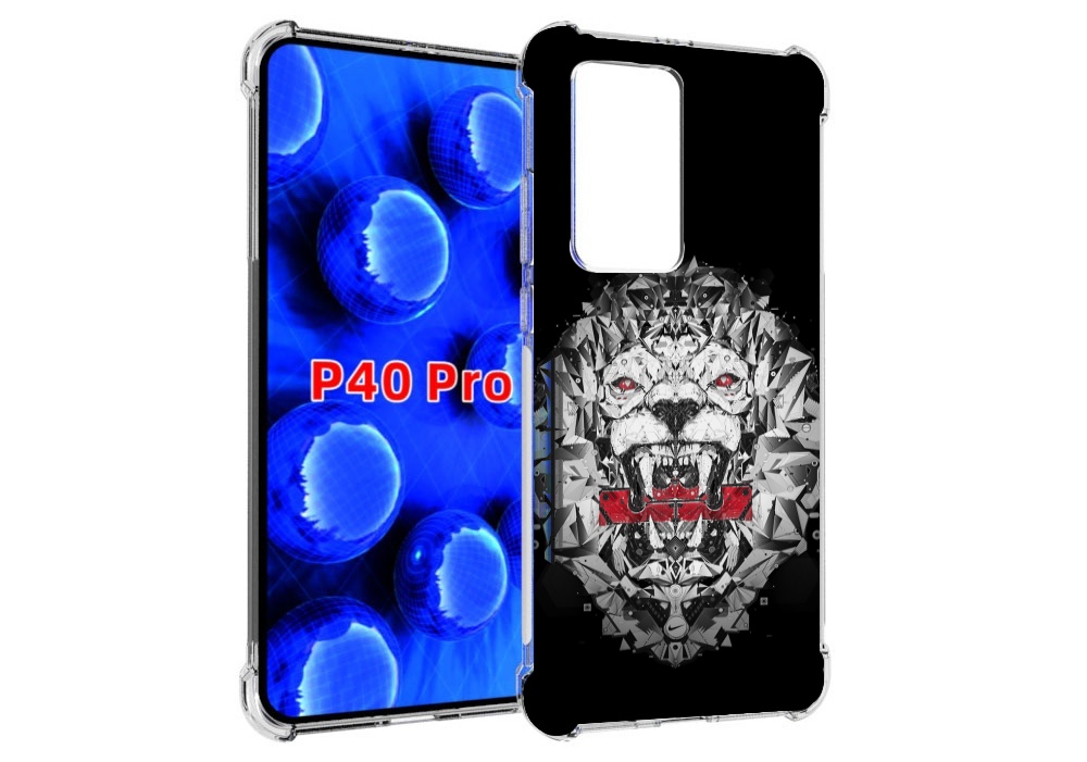 

Чехол MyPads тигр-с-гранями-черно-белый для Huawei P40 Pro противоударный, Прозрачный, Tocco