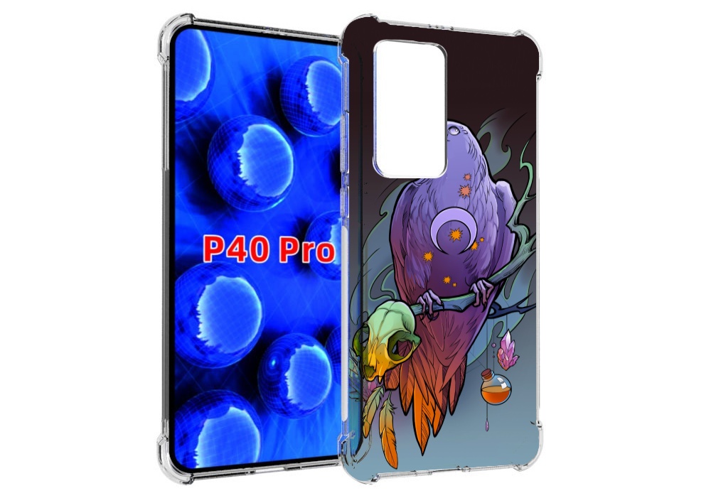 

Чехол MyPads фиолетовый ворон на ветке для Huawei P40 Pro противоударный, Прозрачный, Tocco