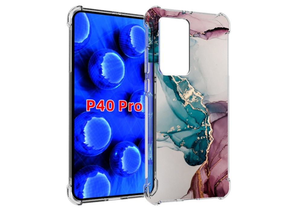 Чехол MyPads фиолетовый синий краски для Huawei P40 Pro противоударный