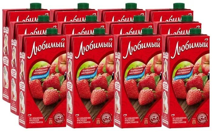 

Напиток Любимый Клубничное настроение 12шт по 0,95 л