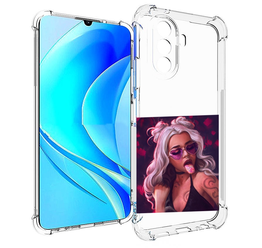 

Чехол MyPads блестящий-язык женский для Huawei Nova Y70 / Nova Y70 Plus (MGA-LX9N), Прозрачный, Tocco