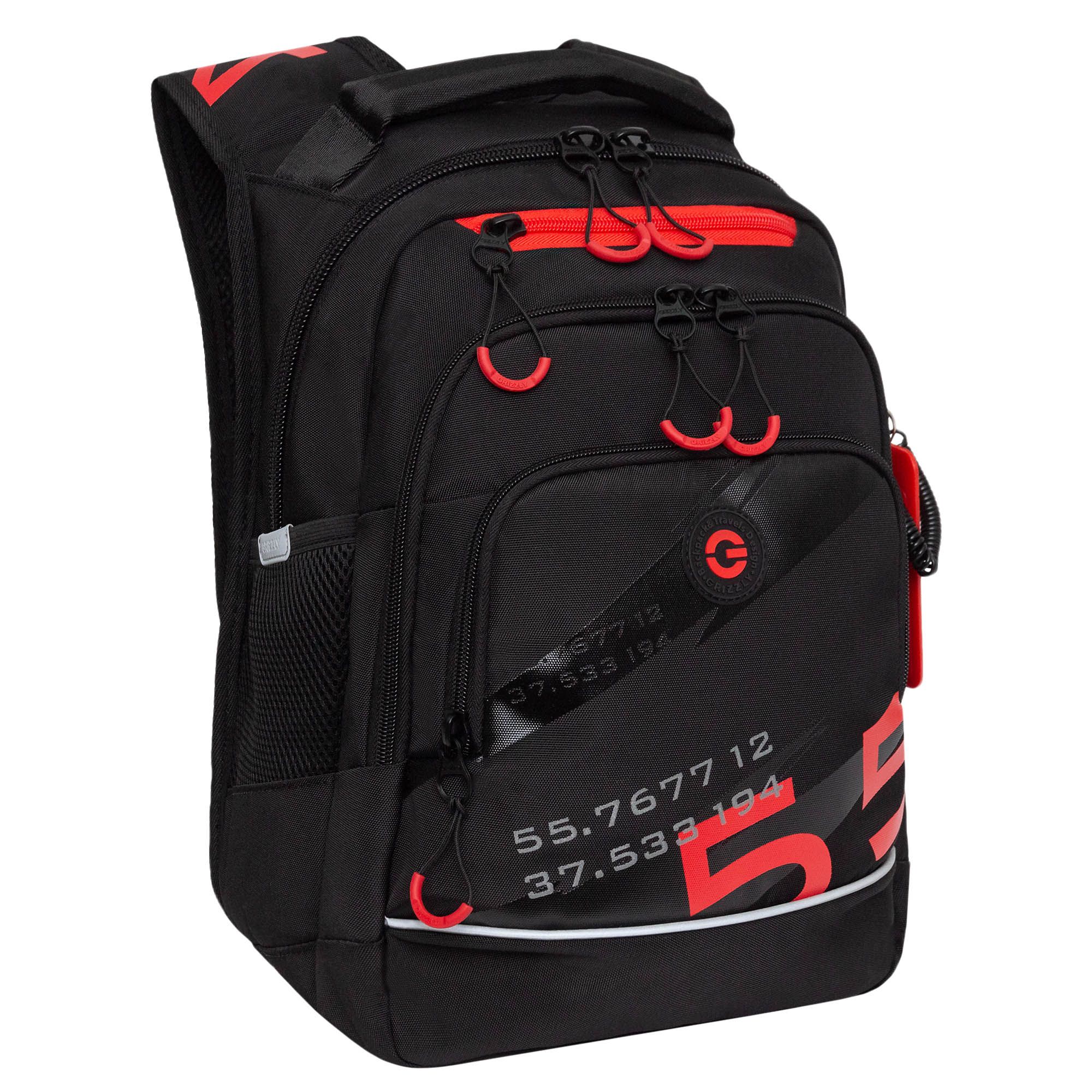 Рюкзак школьный GRIZZLY RB-450-2 с карманом для ноутбука 13 анатомический черный красный рюкзак молодежный grizzly rd 440 4 1 с карманом для ноутбука 13 золото