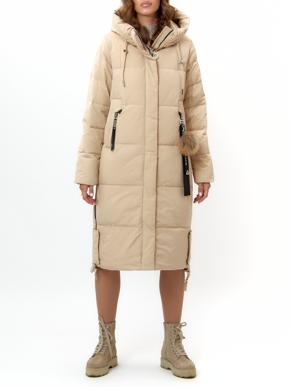 Пальто женское AD11207 бежевое XL