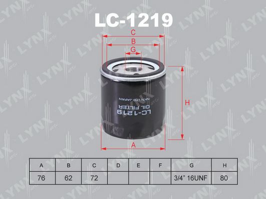 

Фильтр Масляный Lynxauto Lc1219