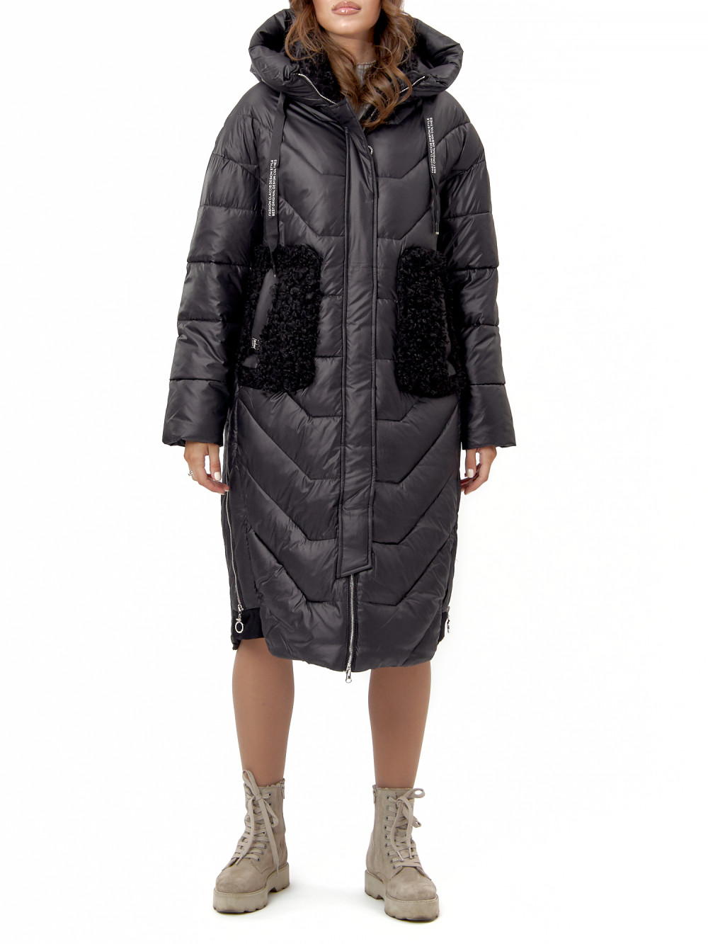Пальто женское AD11608 черное XL