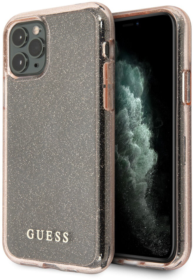 фото Чехол cg mobile guess transparent glitter hard pc/tpu для iphone 11 pro max розовый