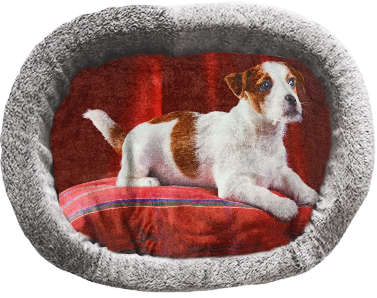 Лежак для собак PerseiLine, дизайн № 3 принт 40 овальный 44 х 33 х 16 см