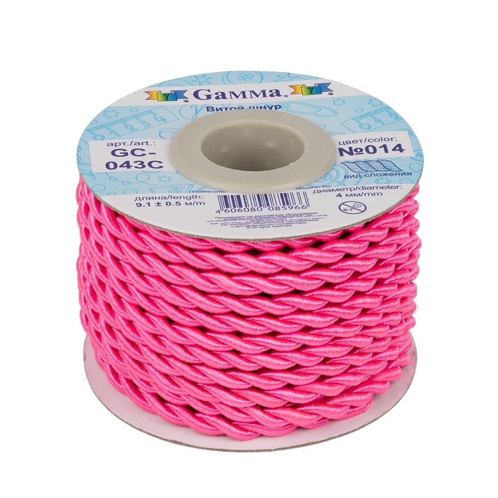 

Gamma 4 мм, витой, 9,1+/-0,5 м, №014, ярко-розовый