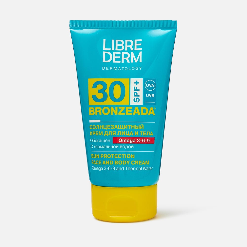 Солнцезащитный крем Librederm Bronzeada SPF30 с Омега 3-6-9 и термальной водой 150 мл