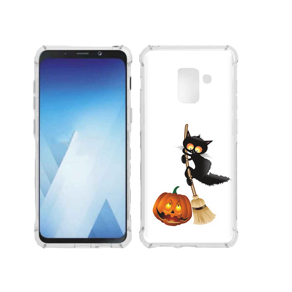 

Чехол MyPads Tocco для Samsung Galaxy A5 (2018) хэлуинский котик (PT95317.573.667), Прозрачный, Tocco