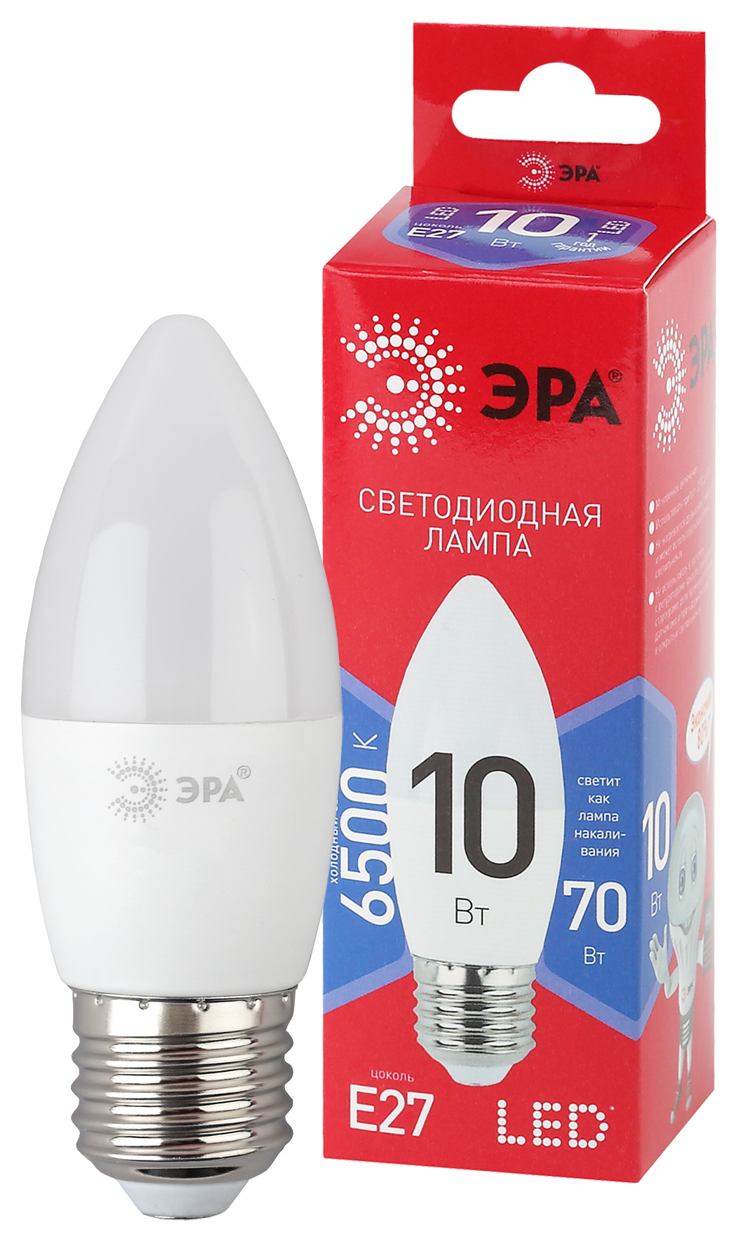 фото Лампа эра led b35-10w-865-e27 r