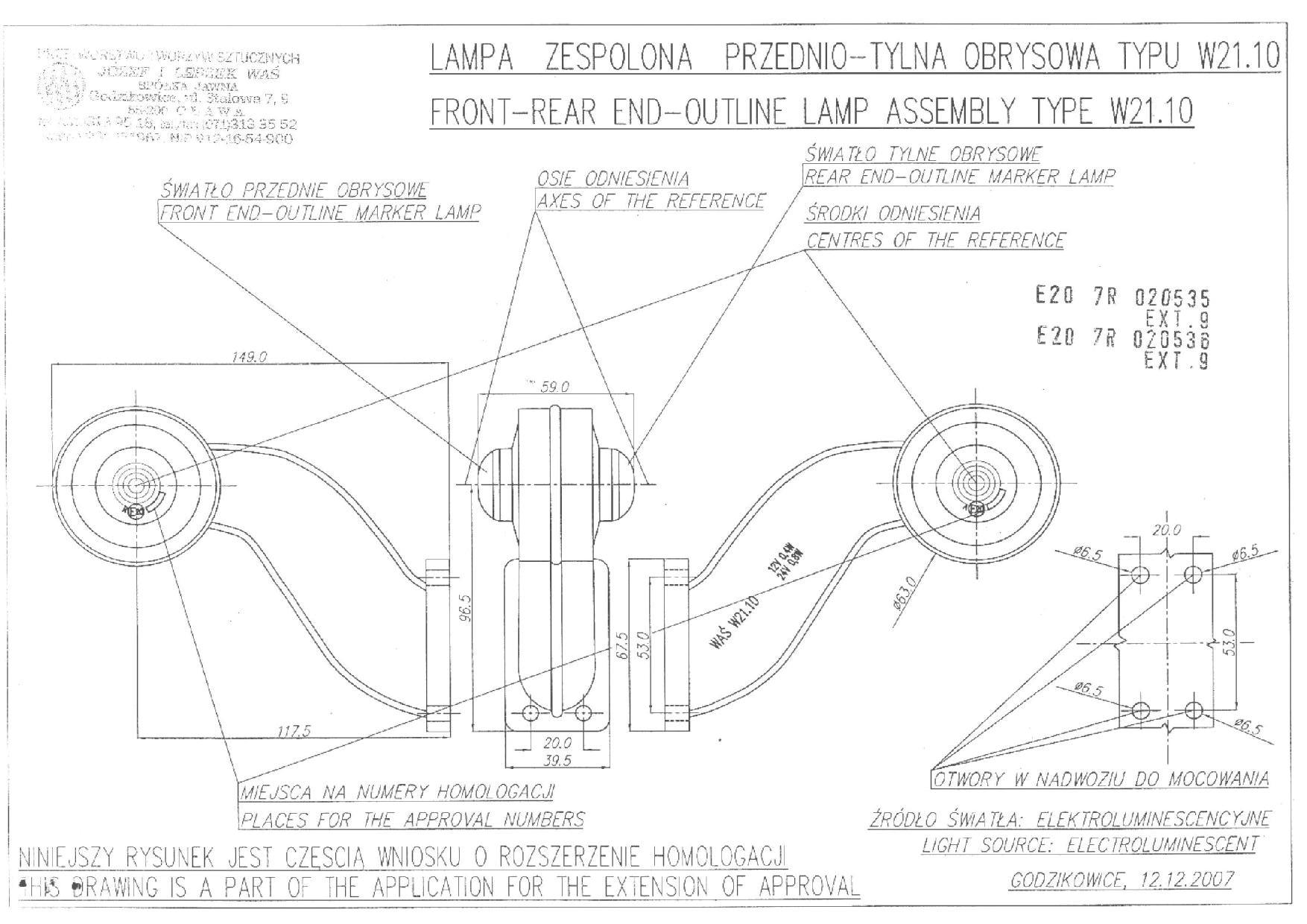 

Фонарь габаритный правый 12-24V LED передне-задний 152PW2110 (WAS), Черный