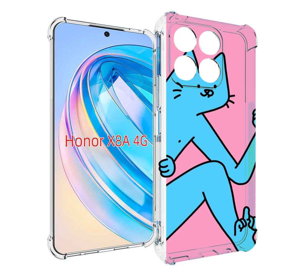 

Чехол MyPads голубой кот в дверце для Honor X8a, Tocco