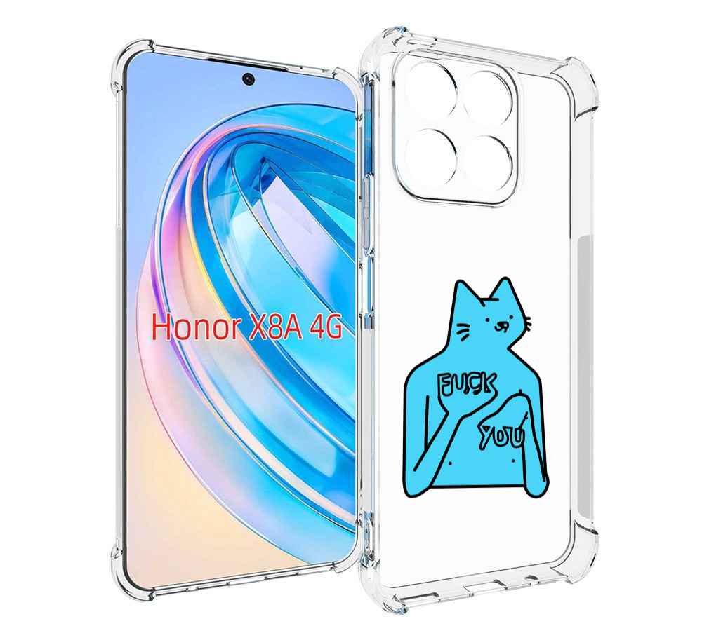 

Чехол MyPads голубой-кот-фак-ю для Honor X8a, Tocco