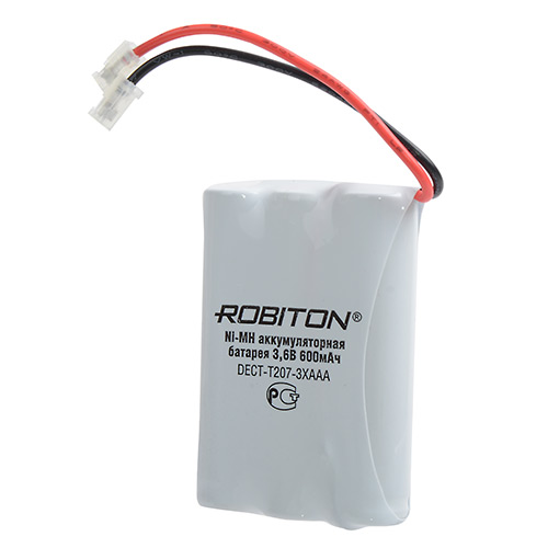 

Батарея аккумуляторная ROBITON DECT-T207-3xААА Ni-MH 3.6В 600mAh, универсал. коннектор