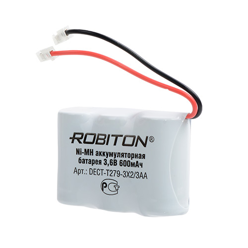 

Батарея аккумуляторная ROBITON DECT-T279-3x2/3AA Ni-MH 3.6В 600mAh, универсал. коннектор